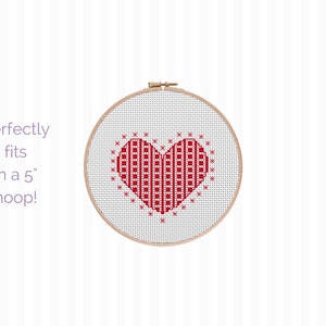 Lace Heart Cross Stitch Pattern, Valentine's Cross Stitch, Galentines Gift for Her, Valentines Decor, Quick Valentine's Gift, DIY Quick Gift image 3