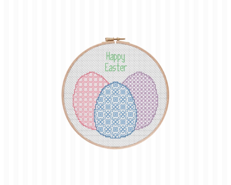 Easter Egg Blackwork Pattern, Easter Cross Stitch Pattern, Happy Easter Embroidery, Gift for Mom, Gift for Her, Easter Gift, DIY Decor image 2