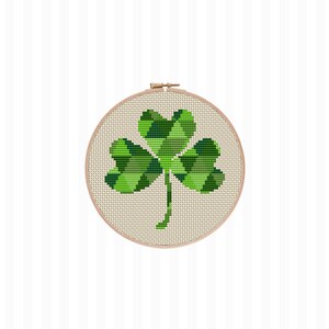 Three Leaf Clover Cross Stitch Pattern, Shamrock Modern Cross Stitch, St Patrick Cross Stitch, Gift for Him, Irish Luck Charm, Irish Gift image 3