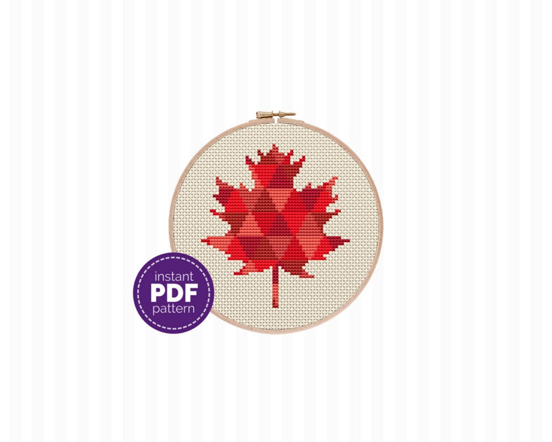 Red Maple Leaf Cross Stitch Pattern Autumn Colors Cross Stitch Canada ...