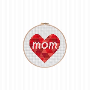 Mom Cross Stitch Pattern this cute, modern cross stitch pattern helps you create the perfect DIY Mother's Day gift Good for beginners image 2