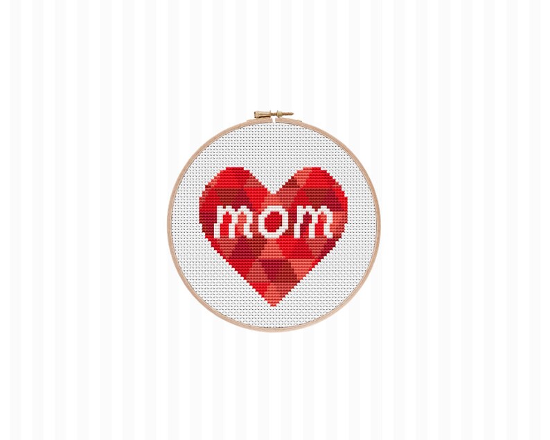 Mom Cross Stitch Pattern this cute, modern cross stitch pattern helps you create the perfect DIY Mother's Day gift Good for beginners image 2