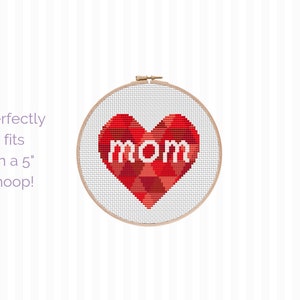 Mom Cross Stitch Pattern this cute, modern cross stitch pattern helps you create the perfect DIY Mother's Day gift Good for beginners image 3