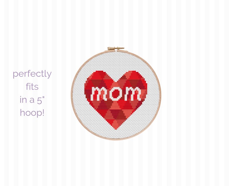 Mom Cross Stitch Pattern this cute, modern cross stitch pattern helps you create the perfect DIY Mother's Day gift Good for beginners image 3