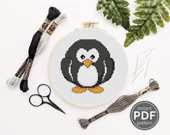 Cool Cross Stitch Penguin - this cute little penguin cross stitch pattern is perfect for beginners wanting to learn to cross stitch!