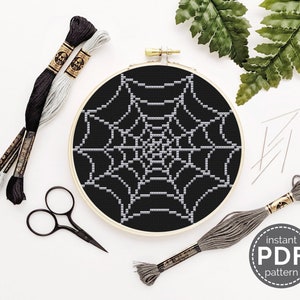Halloween Cross Stitch Pattern Spider Web Cross Stitch Pattern DIY Halloween Decor Halloween Gift Spider Decor