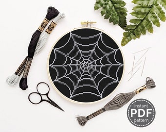 Halloween Cross Stitch Pattern Spider Web Cross Stitch Pattern DIY Halloween Decor Halloween Gift Spider Decor