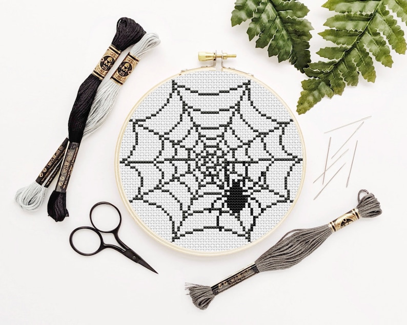 Halloween Cross Stitch Pattern Spider Web Cross Stitch Pattern Etsy