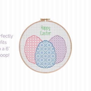 Easter Egg Blackwork Pattern, Easter Cross Stitch Pattern, Happy Easter Embroidery, Gift for Mom, Gift for Her, Easter Gift, DIY Decor image 3