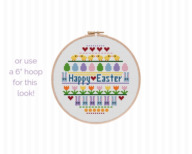 Easter Sampler Cross Stitch Pattern this modern Easter cross stitch pattern is colorful cute It's very simple beginner friendly, too image 4