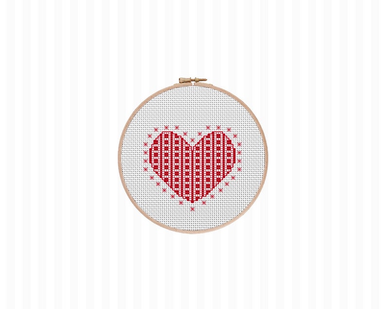 Lace Heart Cross Stitch Pattern, Valentine's Cross Stitch, Galentines Gift for Her, Valentines Decor, Quick Valentine's Gift, DIY Quick Gift image 2