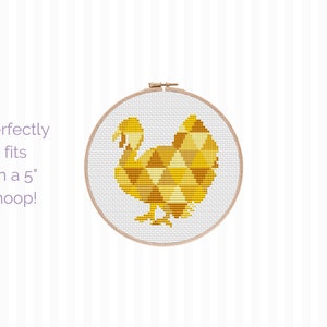 Turkey Cross Stitch Pattern this Thanksgiving embroidery pattern is the quick easy way to make DIY Thanksgiving decor or autumn decor. image 3