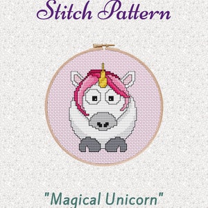 Unicorn Cross Stitch Pattern, Magical Gift for Her, Fantasy Gift for Girl