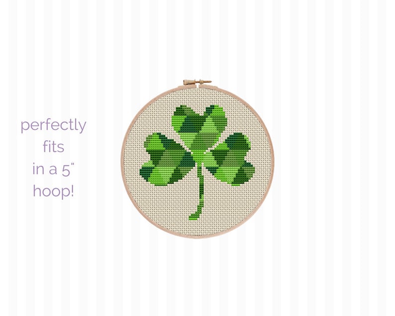 Three Leaf Clover Cross Stitch Pattern, Shamrock Modern Cross Stitch, St Patrick Cross Stitch, Gift for Him, Irish Luck Charm, Irish Gift image 4