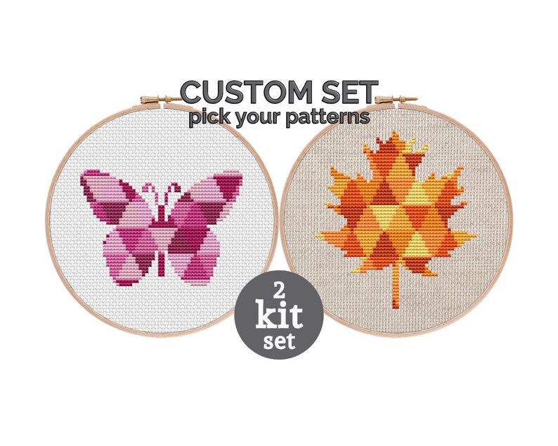 Custom Cross Stitch Kit Set choose from 18 cross stitch | Etsy