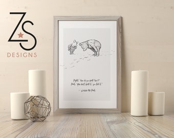 Picture A4 Black /& White Monotone Gift Unframed Winnie the Pooh Quote Print