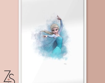 Frozen Elsa Snow Ice Queen Illustration Print