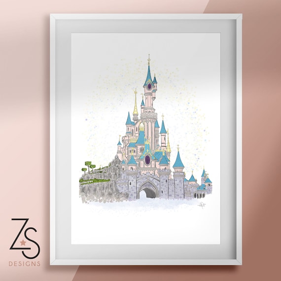 Disneyland Paris Sleeping Princess Castle Hand Drawn Etsy
