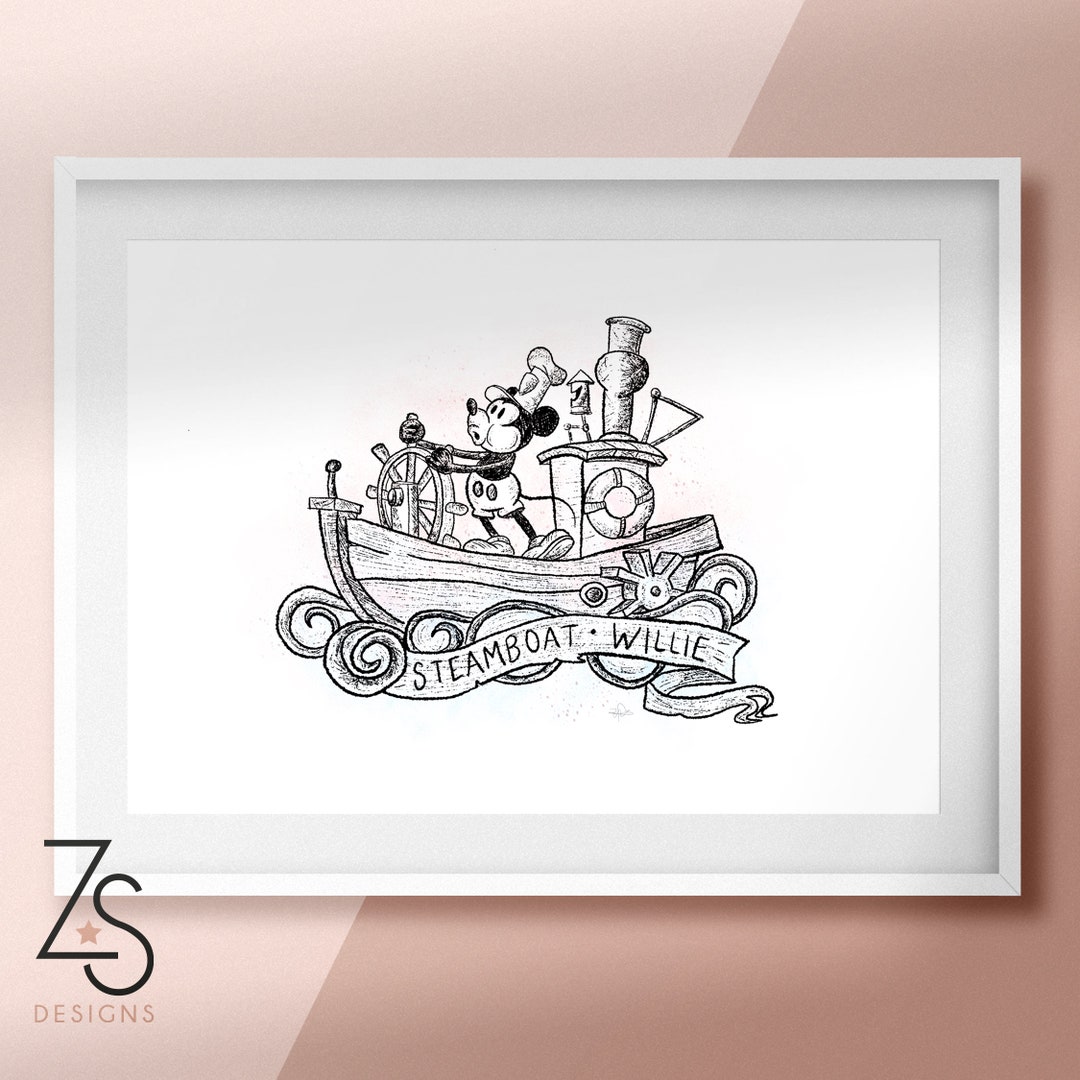 Disney ディズニー セル画 Fab 5 Steamboat Willie Fab Five Presents Steamboat Willie LE Sericel - Framed Art