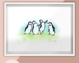 Mary Poppins Penguins Illustration Print