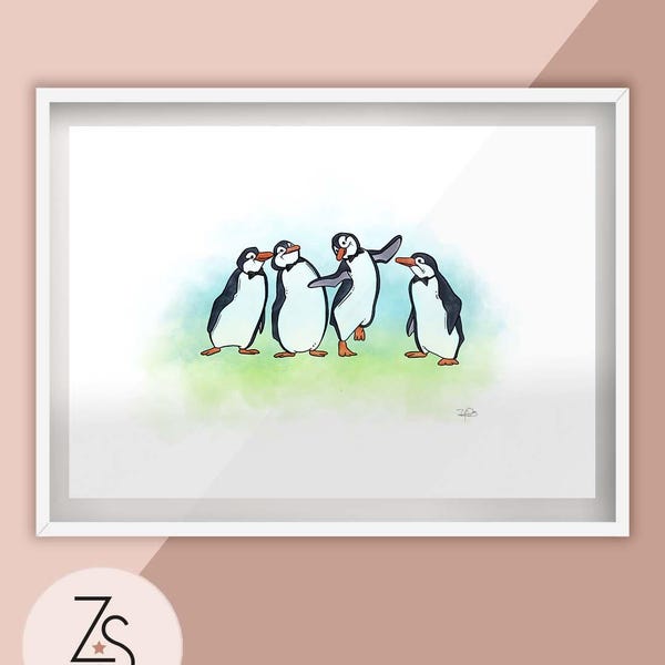 Mary Poppins Penguins Illustration Print
