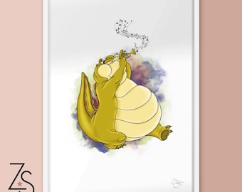 Luis Musical Alligator / Crocodile - Princess and the Frog - Illustration Art Print