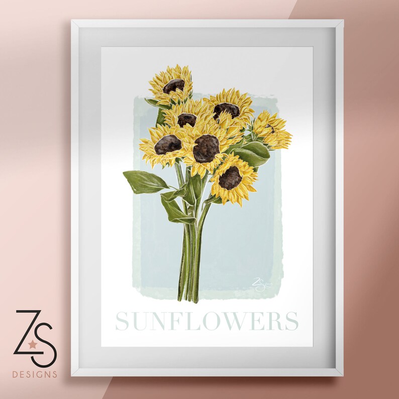 Sunflowers Illustration Art Print - A5 A4 or A3 - Etsy