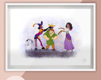 Hunchback of Notre Dame Festival of Fools Illustration Print
