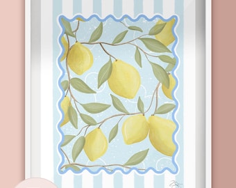 Lemon Stripes Hidden Mickey Mouse Illustration Art Print