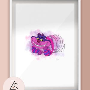 Alice in Wonderland Chesire Cat Illustration Print