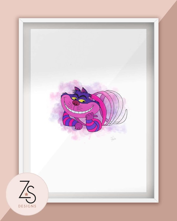 Alice in Wonderland Chesire Cat Illustration Print