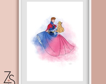 ディズニー 眠れる森の美女 オーロラ姫とフィリップ王子のイラスト