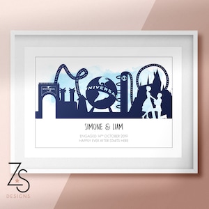 Impresión de compromiso personalizada - Universal Skyline - 2 diseños disponibles