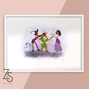 Hunchback of Notre Dame - Festival of Fools Illustration Print - A5 A4 or A3