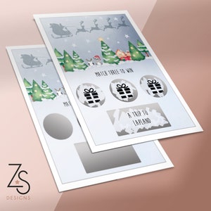 Carte à gratter pour les fêtes de fin d'année, fête de Noël - personnalisée avec votre prix/message. A6