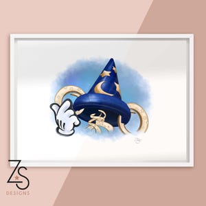 Disney Nostalgia Studios Fantasmic Mickey Hat Illustration Print - A4, A4 or A3