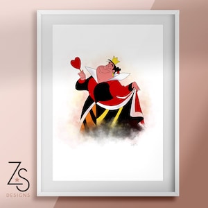 Queen of Hearts, Alice in Wonderland Illustration Print