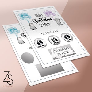 Carte à gratter d'anniversaire à gratter - Personnalisée avec votre nom/prix/message. A6