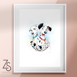 Disney 101 Dalmatian Dogs illustration print - Pongo, Perdi, Lucky