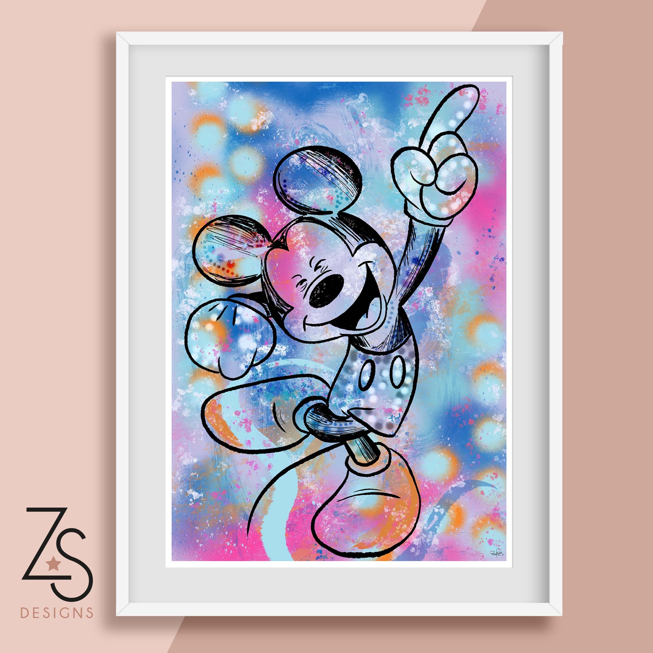 ディズニー風ストリートアート グラフィティ イラストプリント