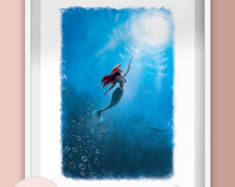 Ariel - Little Mermaid Under Water - Part of your world - Disney Inspired - Illustration Print - A5 A4 A3