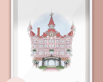 Disneyland Paris Hotel Park Entrance - Illustration Art print