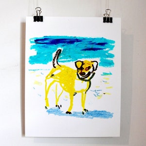 PET-Poster, Hund-Wand-Dekor, Skizze drucken, Hund Wandkunst, Digitaldruck, Wachs Pastelle Skizze, Zimmer Dekor, Wand Kunst Druck, Buntstifte