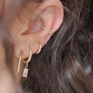 STERLING SILVER .925 CUFF || Cuff earrings |Thin & Dainty / minimalist/ gold or silver | no piercing earrings | ear wrap | beaded cuff ring