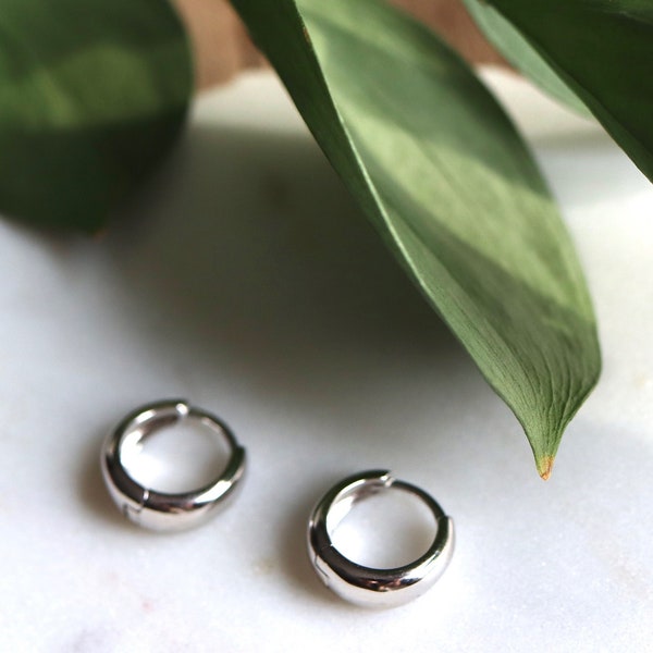 Sterling silver cuff earrings, small hoops , minimalist, no tarnish, huggies earrings