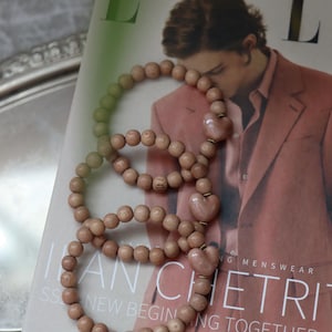 Bracelet de perles coeur palissandre : diffuseur d'huiles essentielles d'aromathérapie