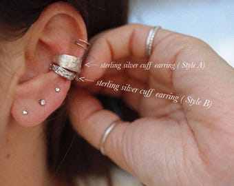 Cuff earrings/ 925 sterling silver / chuncky cuff | no piercing earrings | ear wrap | hammered cuff | no tarnish