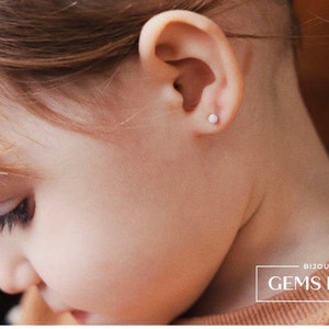 Opal stone kids earrings | baby earrings | hypoallergenic earrings | stainless steel | genuine stone ( 2 pieces)