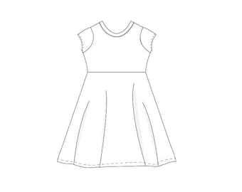 T-Shirt Dress, Knit Dress Sewing Pattern, Downloadable PDF Pattern Size 2-9, Girls Play Dress Children's Sewing Pattern