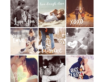 9 Love Text Overlays - Valentines Wedding Photo Overlays - Photoshop Effects